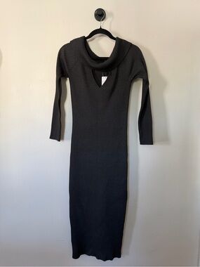 NWT ASTR the Label Black Foldover Long Sleeve Midi Sweater Dress